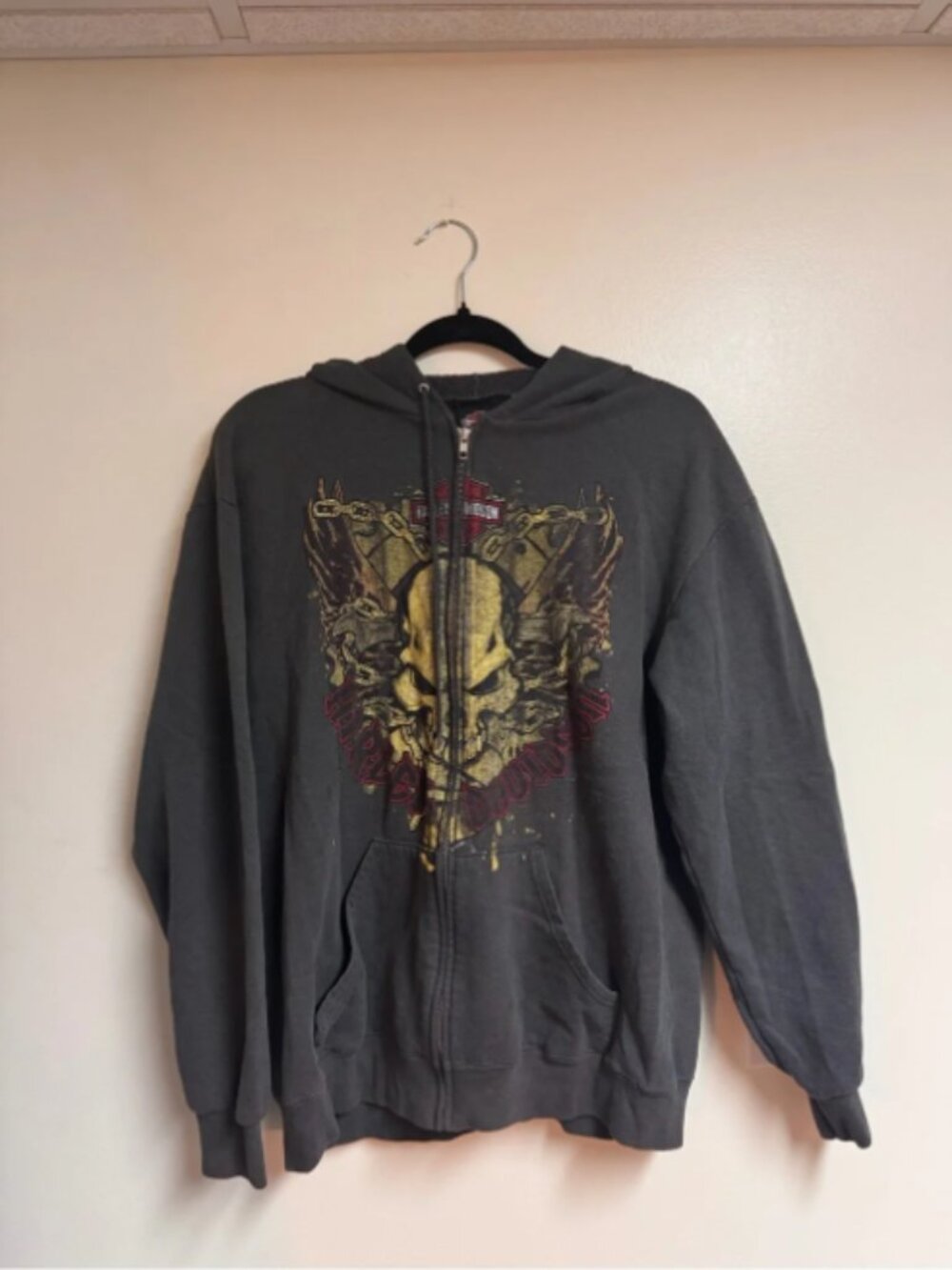 Harley-Davidson Dark Grey Skull Zip-up Hoodie
